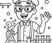 Coloriage Blippi au laboratoire scientifique