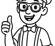 Coloriage Blippi avec le signe de pouce