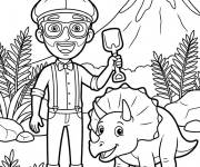 Coloriage Blippi avec son ami dinosaure