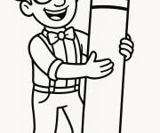 Coloriage Blippi avec un gros crayon