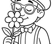 Coloriage Blippi avec une fleur