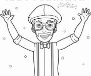Coloriage Blippi c&eacute;l&egrave;bre son anniversaire