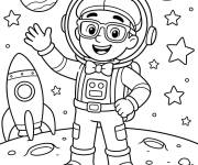 Coloriage Blippi comme un astronaute dans l'espace