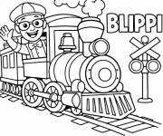 Coloriage Blippi conducteur du train