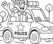 Coloriage Blippi conduisant la voiture de police