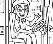 Coloriage Blippi conduisant le bus