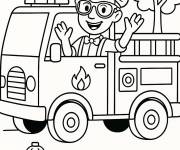 Coloriage Blippi conduit un camion de pompiers