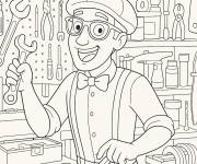Coloriage Blippi dans l'atelier