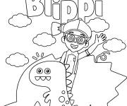 Coloriage Blippi dans l'ile des dinosaures