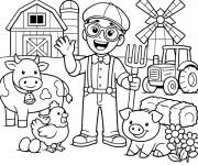 Coloriage Blippi dans la ferme cp