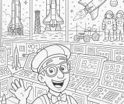 Coloriage Blippi dans la Nasa