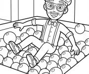 Coloriage Blippi dans la piscine &agrave; balles