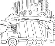 Coloriage Blippi dans le camion &agrave; ordures