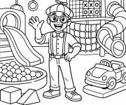 Coloriage Blippi dans le centre de jeu
