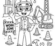 Coloriage Blippi dans le site de construction