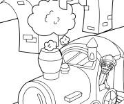 Coloriage Blippi dans le train