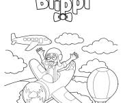 Coloriage et dessins gratuit Blippi dans son avion parmi les nuages à imprimer