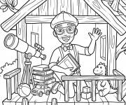 Coloriage Blippi dans une cabane dans les arbres