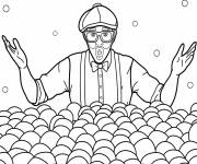 Coloriage Blippi dans une piscine &agrave; balles