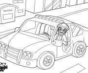 Coloriage et dessins gratuit Blippi dans une voiture avec son logo à imprimer