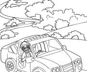 Coloriage Blippi dans voiture dans la compagne