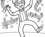 Coloriage Blippi danse parmi les notes de musique