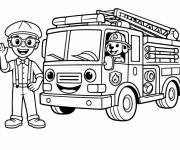 Coloriage Blippi devant le camion