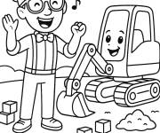 Coloriage Blippi dr&ocirc;le avec l'excavatrice