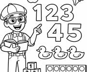 Coloriage Blippi en classe de math