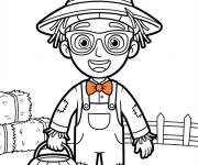 Coloriage Blippi en &eacute;pouvantail