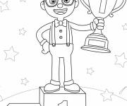 Coloriage Blippi en premier place du course