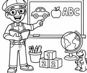 Coloriage Blippi enseigne en classe
