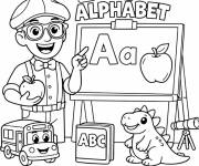Coloriage Blippi enseigne l'alphabet
