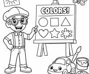 Coloriage Blippi et la le&ccedil;on des couleurs