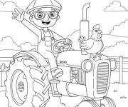 Coloriage Blippi et le travail dans la ferme