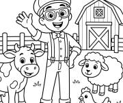 Coloriage Blippi et les animaux de la ferme
