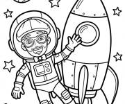 Coloriage Blippi flotte dans l'univers