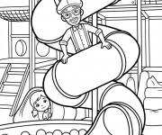 Coloriage Blippi grimpe le toboggan de balles
