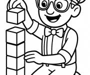 Coloriage Blippi jouant aux cubes