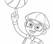 Coloriage et dessins gratuit Blippi joue au ballon de basket à imprimer