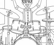 Coloriage Blippi joue au contre basse