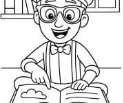 Coloriage Blippi lisant un livre