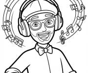 Coloriage Blippi met le casque de musique