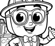 Coloriage Blippi mignon au lunettes et en n&oelig;ud