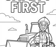 Coloriage Blippi portant les &eacute;quipements de s&eacute;curit&eacute;
