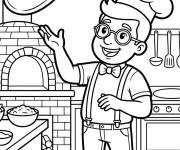 Coloriage Blippi pr&eacute;pare le pizza