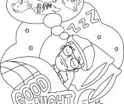 Coloriage Blippi r&ecirc;ve pendant la nuit