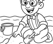 Coloriage Blippi s'amuse sur la plage