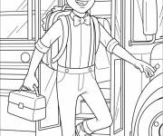 Coloriage Blippi sortant du bus scolaire