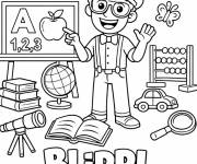 Coloriage Blippi sur le th&egrave;me de l'&eacute;ducation